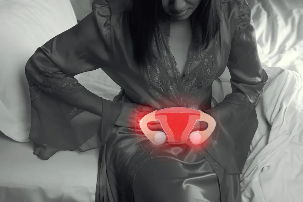 Gynecologist explaining endometriosis symptoms and treatment options to a woman experiencing pelvic pain